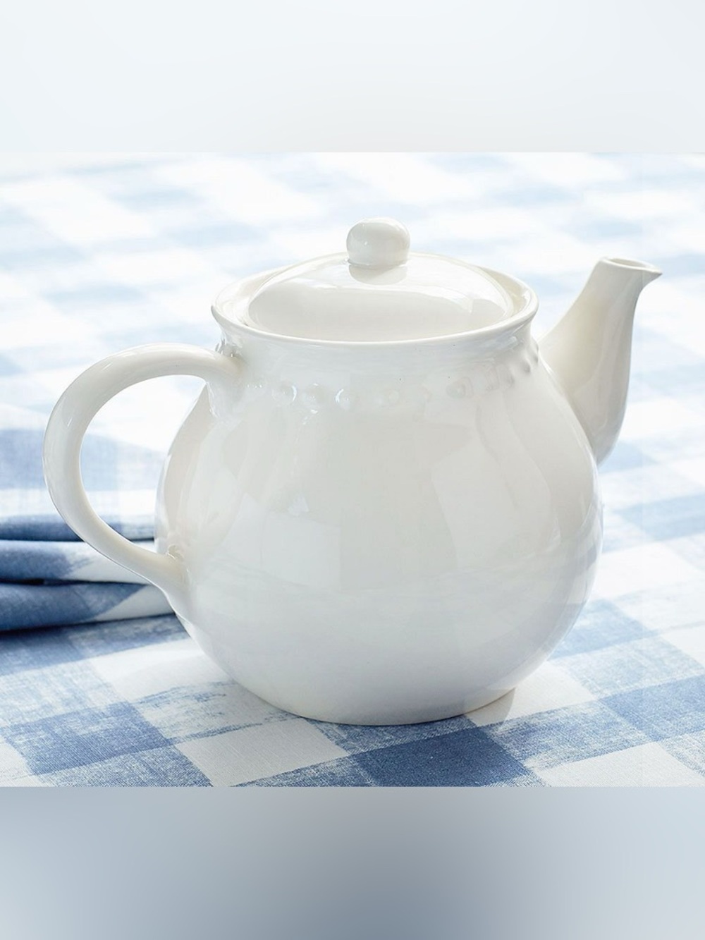 Pottery Barn Emma Beaded Stoneware Teapot